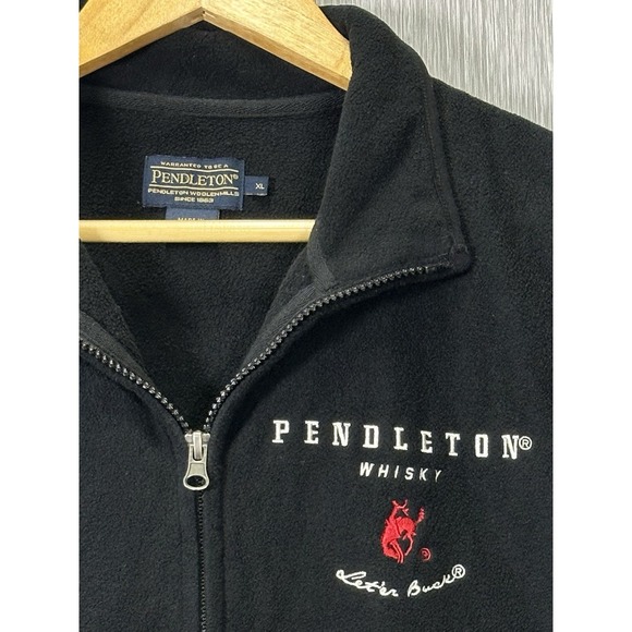 Pendleton Whisky Let's Buck Black Fleece Zip Embroidered Vest Men's SZ: XL - Picture 6 of 6